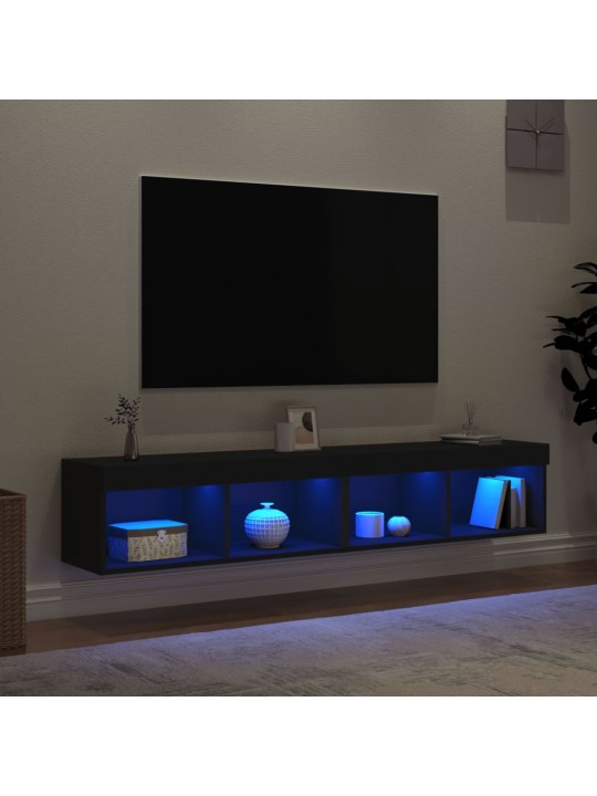 TV-tasot LED-valoilla 2 kpl musta 80x30x30 cm