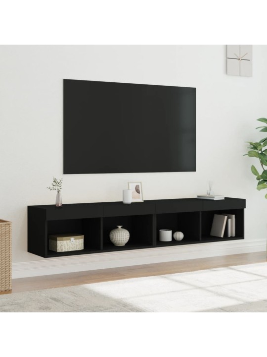 TV-tasot LED-valoilla 2 kpl musta 80x30x30 cm