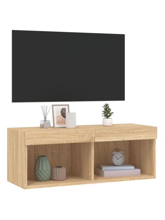 TV-taso LED-valoilla Sonoma-tammi 80x30x30 cm