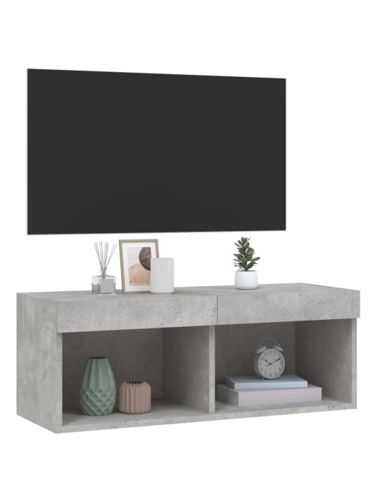 TV-taso LED-valoilla betoninharmaa 80x30x30 cm