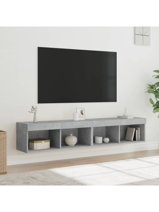 TV-tasot LED-valoilla 2 kpl betoninharmaa 80x30x30 cm
