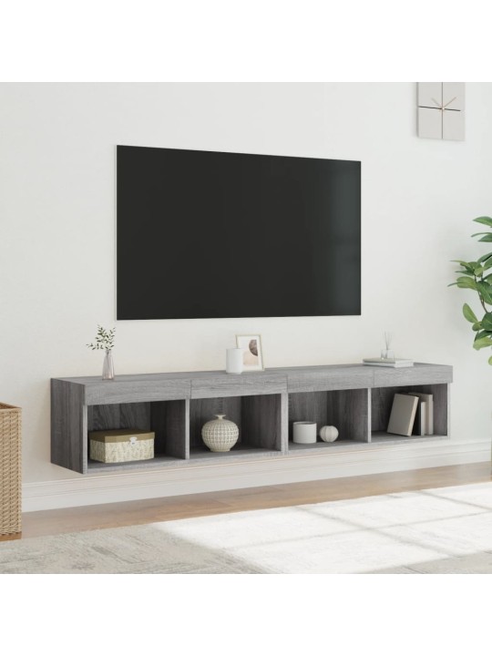 TV-tasot LED-valoilla 2 kpl harmaa Sonoma 80x30x30 cm