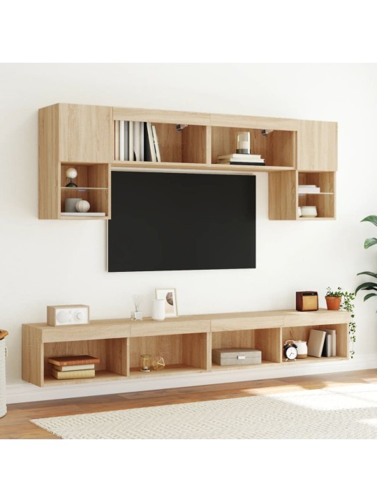 TV-taso LED-valoilla Sonoma-tammi 100x30x30 cm