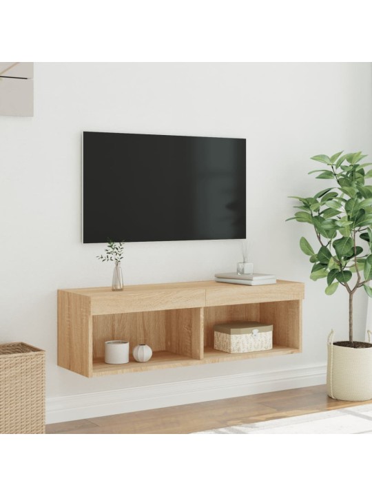 TV-taso LED-valoilla Sonoma-tammi 100x30x30 cm