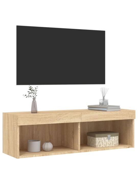 TV-taso LED-valoilla Sonoma-tammi 100x30x30 cm