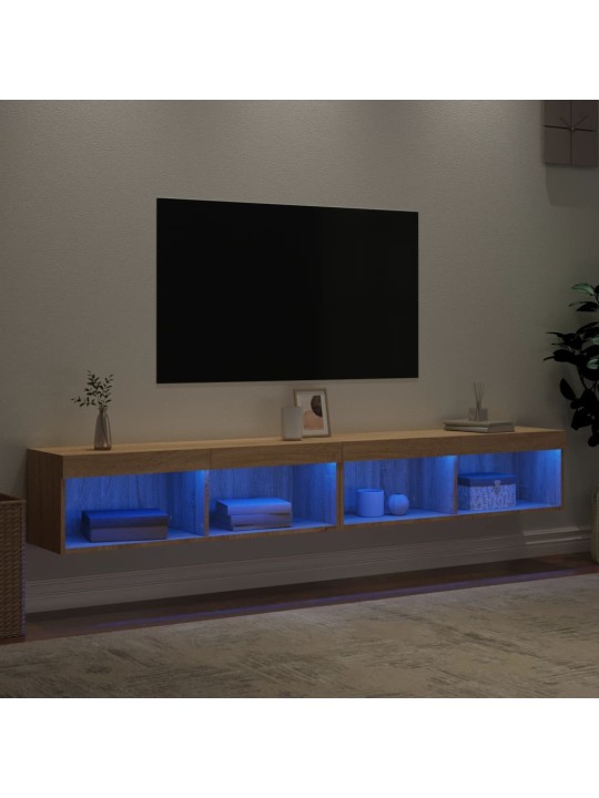 TV-tasot LED-valoilla 2 kpl Sonoma-tammi 100x30x30 cm