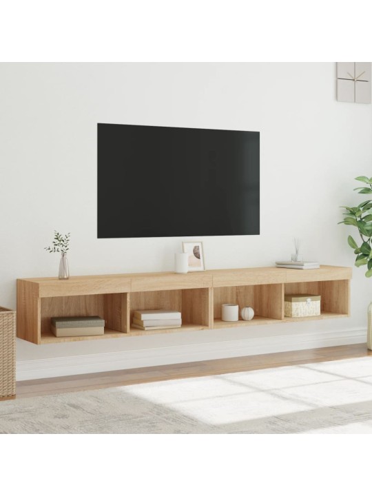 TV-tasot LED-valoilla 2 kpl Sonoma-tammi 100x30x30 cm