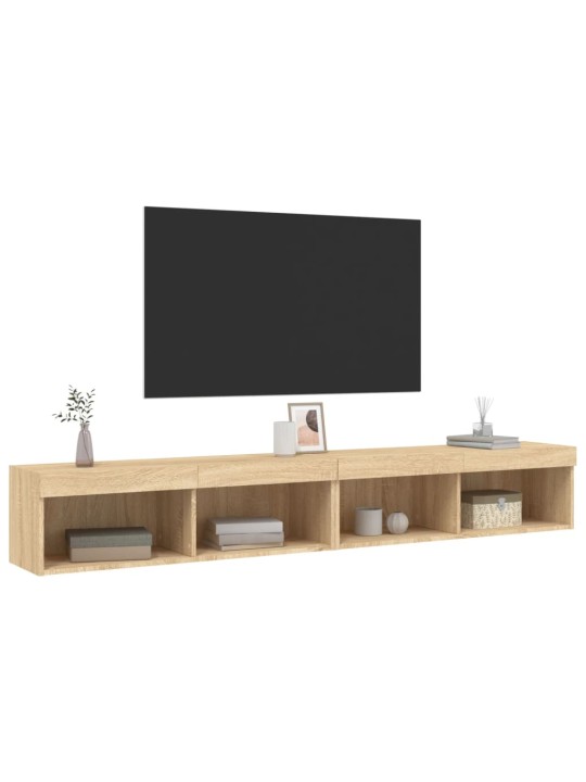 TV-tasot LED-valoilla 2 kpl Sonoma-tammi 100x30x30 cm