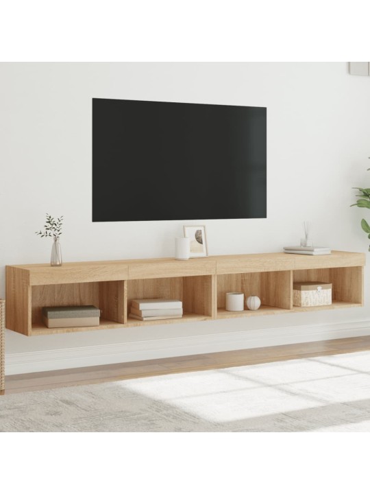 TV-tasot LED-valoilla 2 kpl Sonoma-tammi 100x30x30 cm