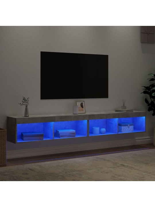 TV-tasot LED-valoilla 2 kpl betoninharmaa 100x30x30 cm