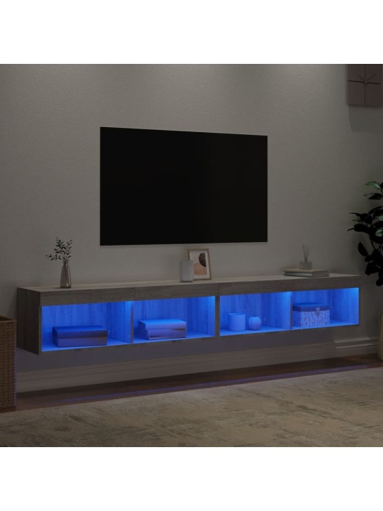 TV-tasot LED-valoilla 2 kpl harmaa Sonoma 100x30x30 cm