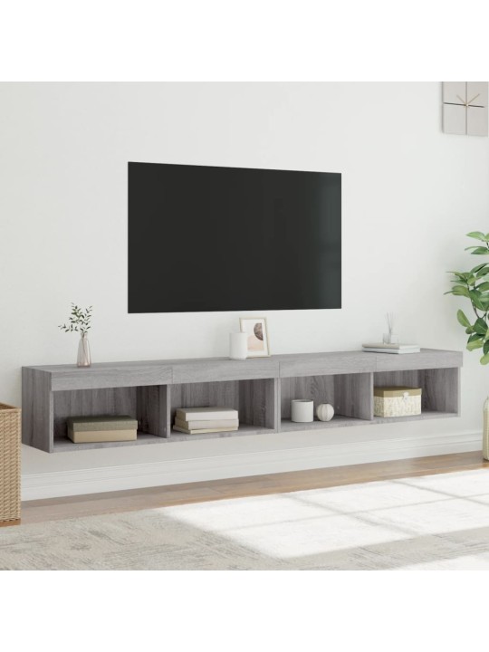 TV-tasot LED-valoilla 2 kpl harmaa Sonoma 100x30x30 cm