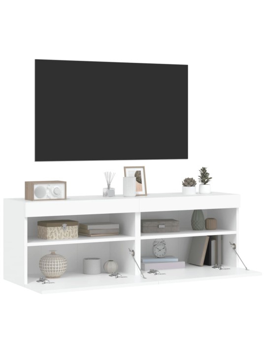 TV-seinäkaapit LED-valoilla 2 kpl valkoinen 60x30x40 cm