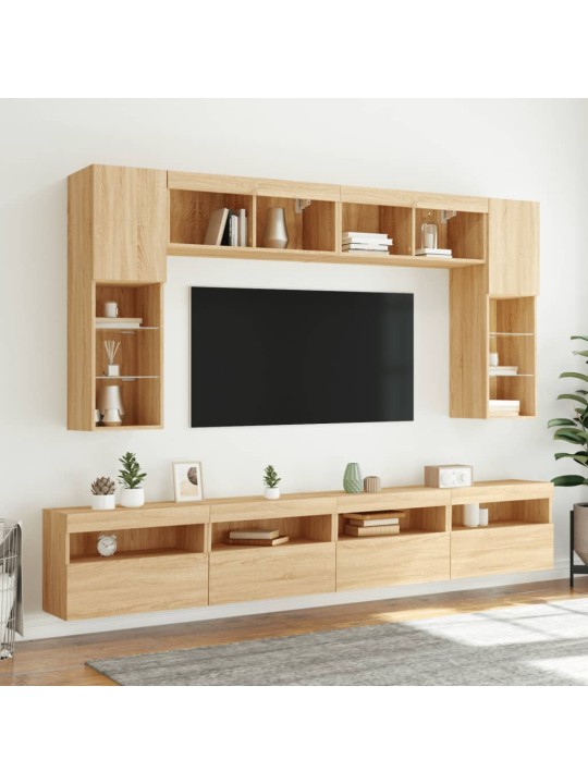 TV-seinäkaapit LED-valoilla 2 kpl Sonoma-tammi 60x30x40 cm