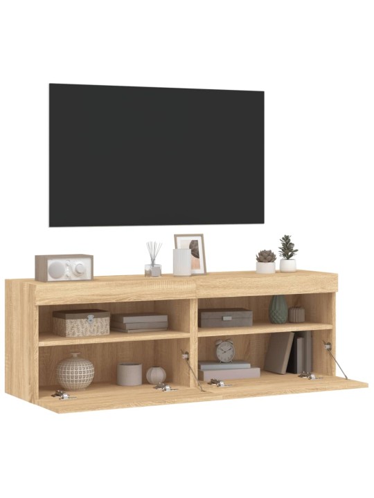 TV-seinäkaapit LED-valoilla 2 kpl Sonoma-tammi 60x30x40 cm