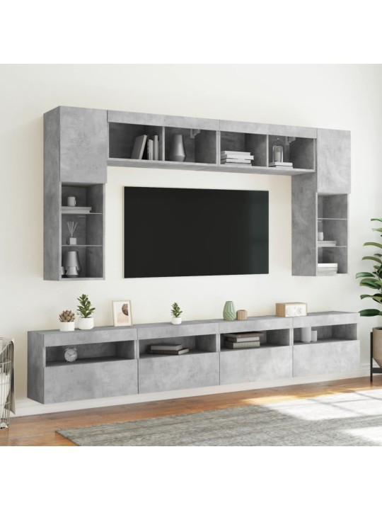 TV-seinäkaappi LED-valoilla betoninharmaa 60x30x40 cm