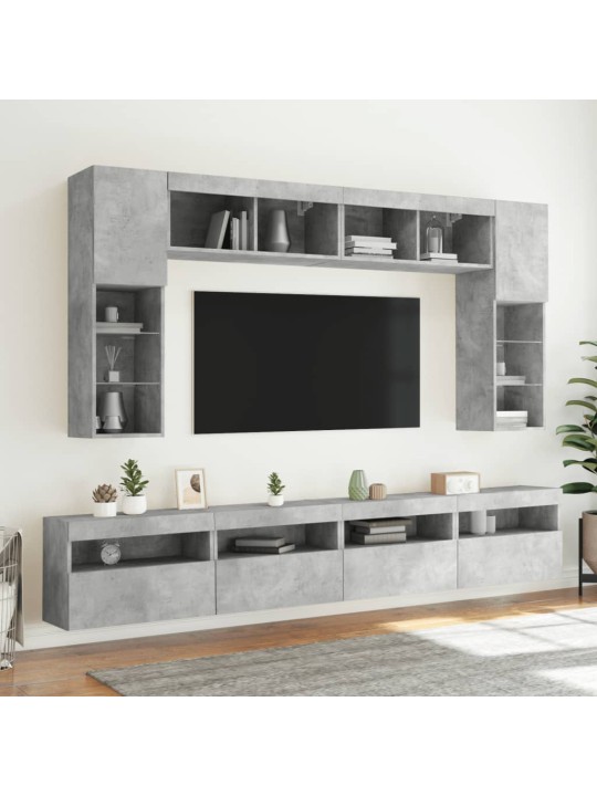 TV-seinäkaapit LED-valoilla 2 kpl betoninharmaa 60x30x40 cm