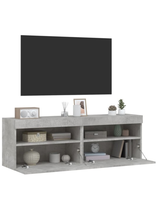 TV-seinäkaapit LED-valoilla 2 kpl betoninharmaa 60x30x40 cm