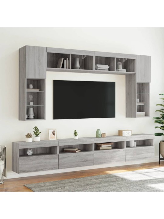 TV-seinäkaappi LED-valoilla harmaa Sonoma 60x30x40 cm