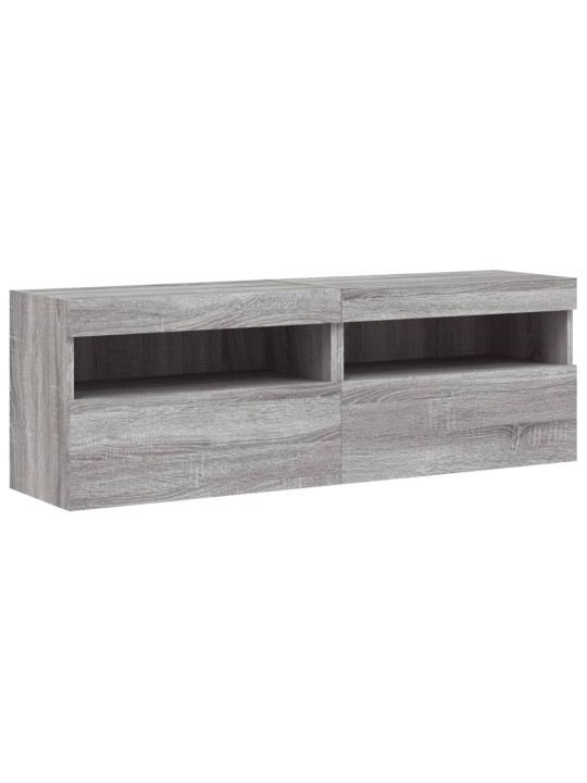 TV-seinäkaapit LED-valoilla 2 kpl harmaa Sonoma 60x30x40 cm