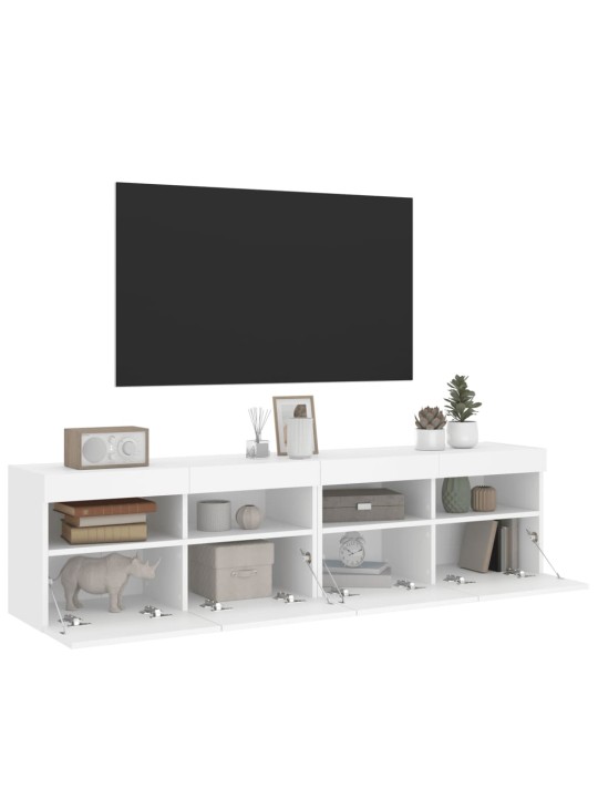 TV-seinäkaapit LED-valoilla 2 kpl valkoinen 80x30x40 cm