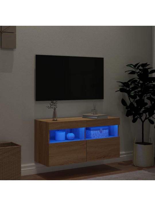 TV-seinäkaappi LED-valoilla Sonoma-tammi 80x30x40 cm