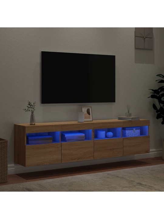 TV-seinäkaapit LED-valoilla 2 kpl Sonoma-tammi 80x30x40 cm