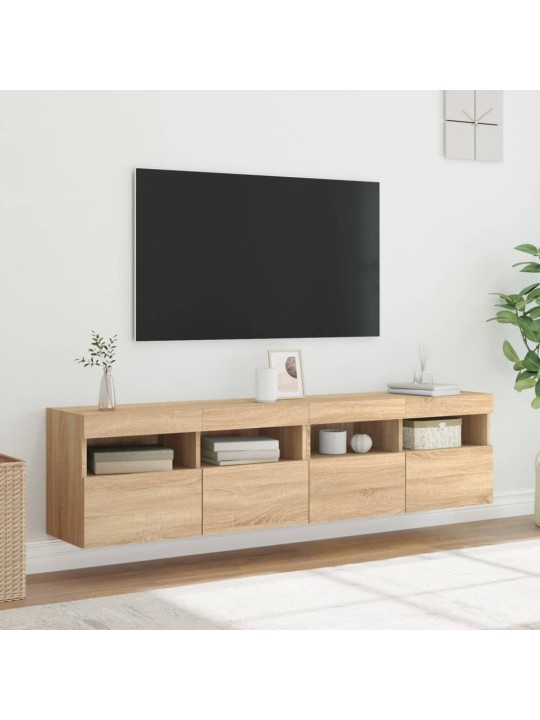 TV-seinäkaapit LED-valoilla 2 kpl Sonoma-tammi 80x30x40 cm