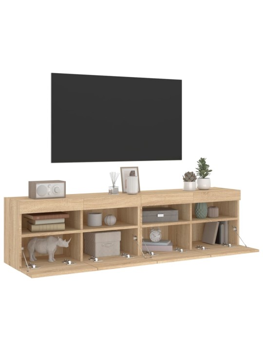 TV-seinäkaapit LED-valoilla 2 kpl Sonoma-tammi 80x30x40 cm