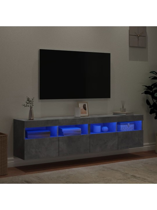 TV-seinäkaapit LED-valoilla 2 kpl betoninharmaa 80x30x40 cm