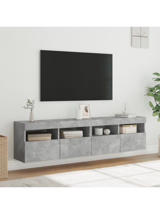 TV-seinäkaapit LED-valoilla 2 kpl betoninharmaa 80x30x40 cm