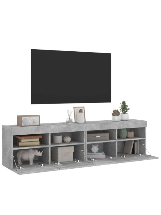 TV-seinäkaapit LED-valoilla 2 kpl betoninharmaa 80x30x40 cm