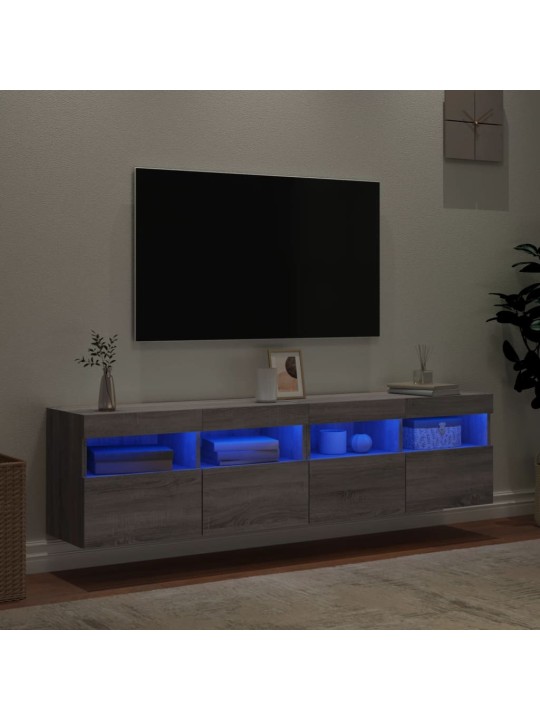 TV-seinäkaapit LED-valoilla 2 kpl harmaa Sonoma 80x30x40 cm