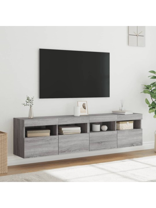 TV-seinäkaapit LED-valoilla 2 kpl harmaa Sonoma 80x30x40 cm