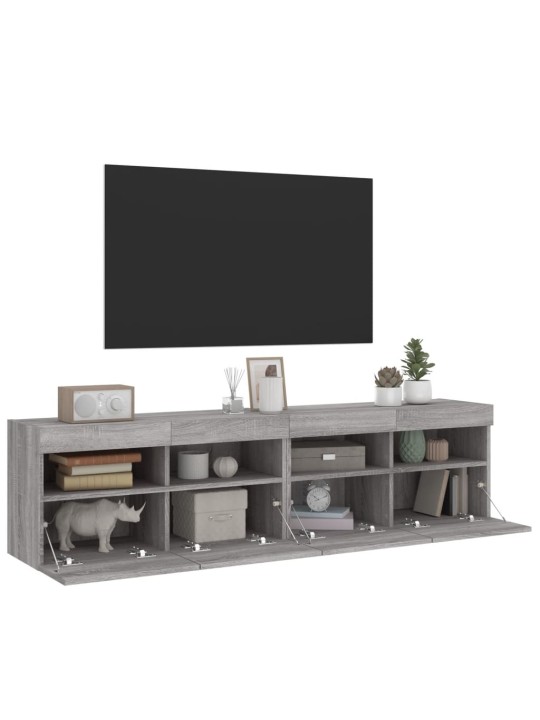 TV-seinäkaapit LED-valoilla 2 kpl harmaa Sonoma 80x30x40 cm