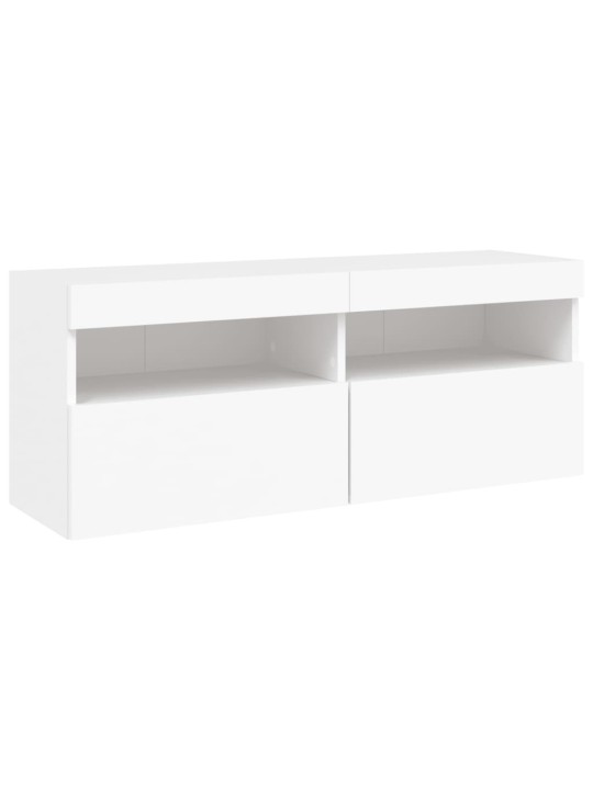 Tv-seinäkaappi led-valoilla valkoinen 100x30x40 cm