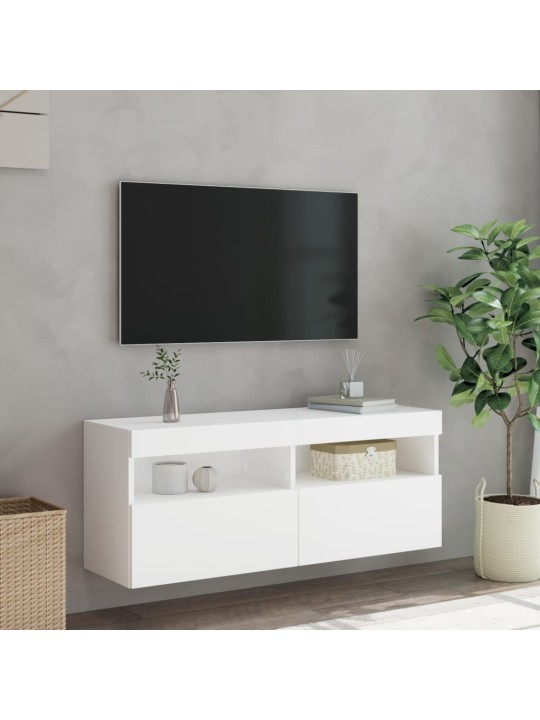 Tv-seinäkaappi led-valoilla valkoinen 100x30x40 cm