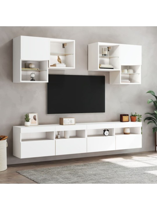 Tv-seinäkaappi led-valoilla valkoinen 100x30x40 cm