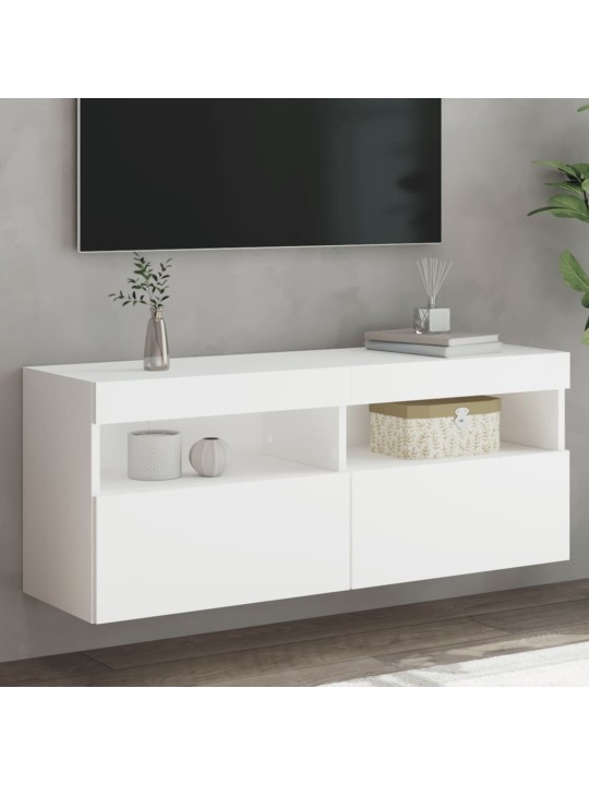Tv-seinäkaappi led-valoilla valkoinen 100x30x40 cm