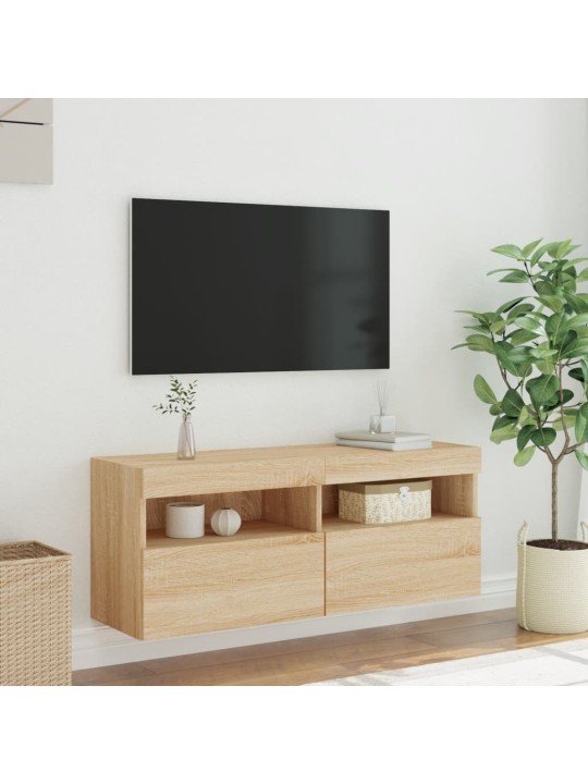 TV-seinäkaappi LED-valoilla Sonoma-tammi 100x30x40 cm