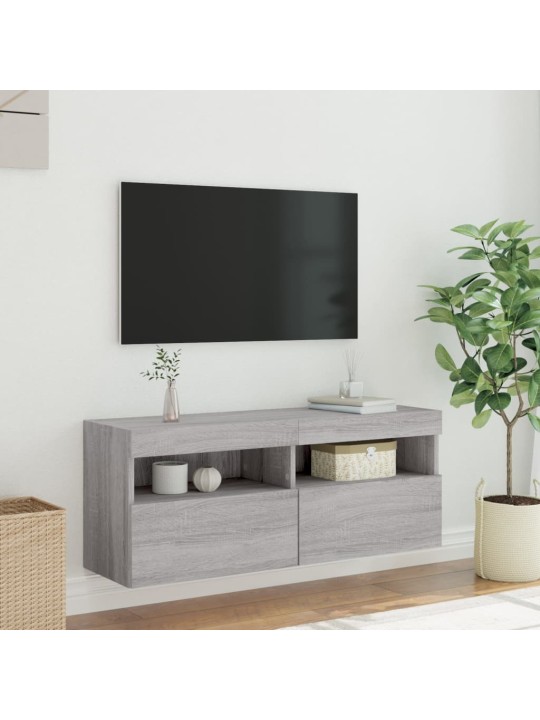 TV-seinäkaappi LED-valoilla harmaa Sonoma 100x30x40 cm