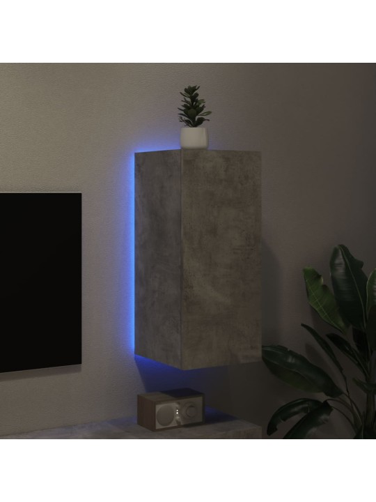 TV-seinäkaappi LED-valoilla betoninharmaa 30,5x35x70 cm