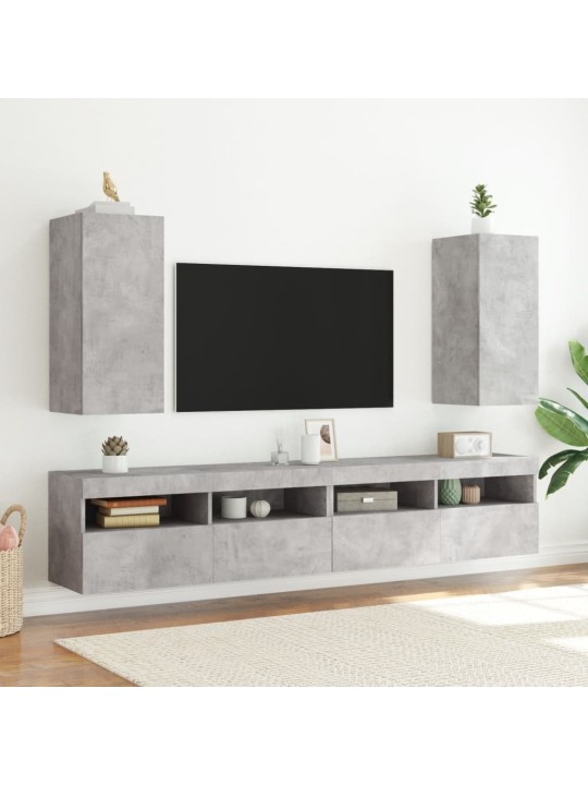 TV-seinäkaappi LED-valoilla betoninharmaa 30,5x35x70 cm