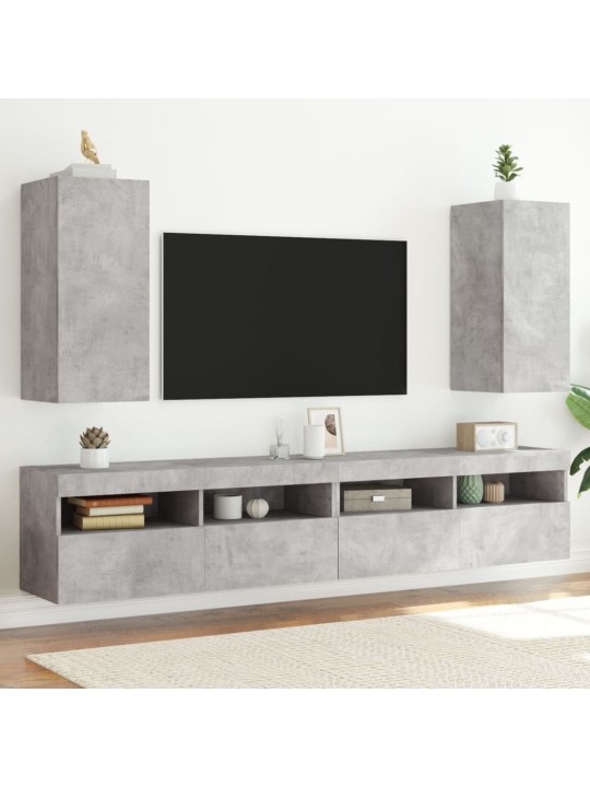 TV-seinäkaapit LED-valoilla 2 kpl betoninharmaa 30,5x35x70 cm