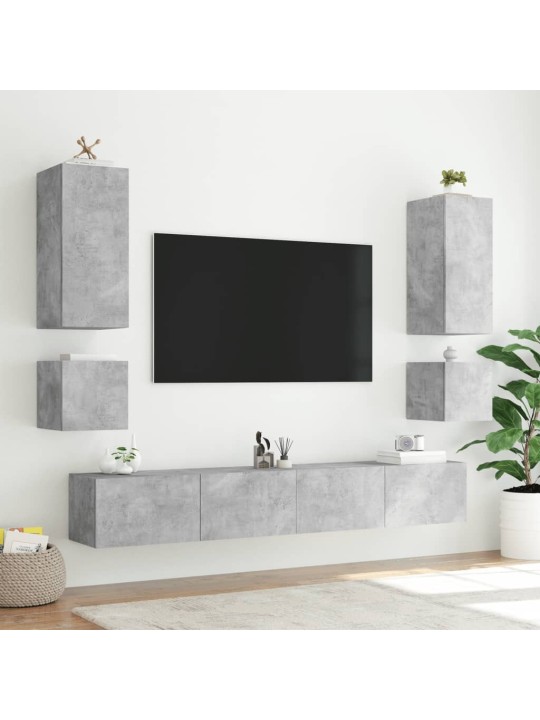 TV-seinäkaapit LED-valoilla 2 kpl betoninharmaa 40,5x35x40 cm