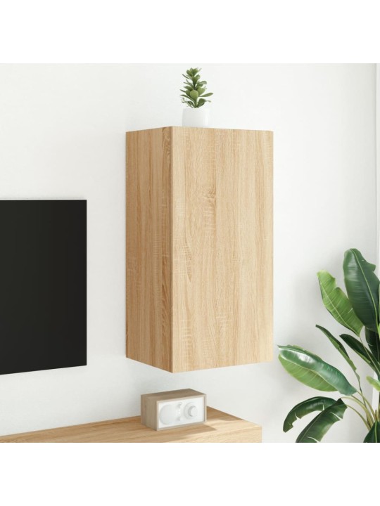 TV-seinäkaappi LED-valoilla Sonoma-tammi 40,5x35x80 cm