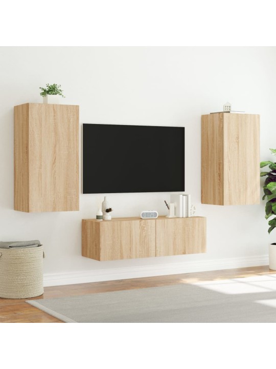 TV-seinäkaappi LED-valoilla Sonoma-tammi 40,5x35x80 cm