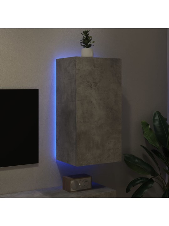 TV-seinäkaappi LED-valoilla betoninharmaa 40,5x35x80 cm