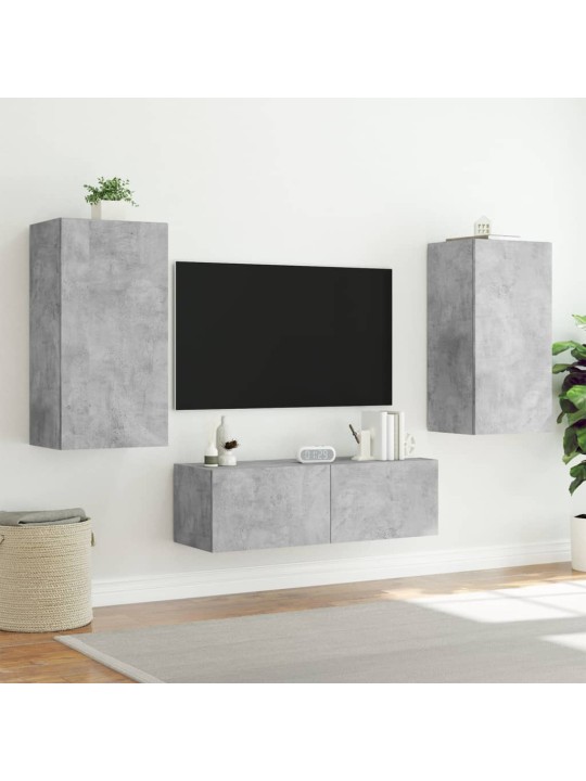 TV-seinäkaappi LED-valoilla betoninharmaa 40,5x35x80 cm