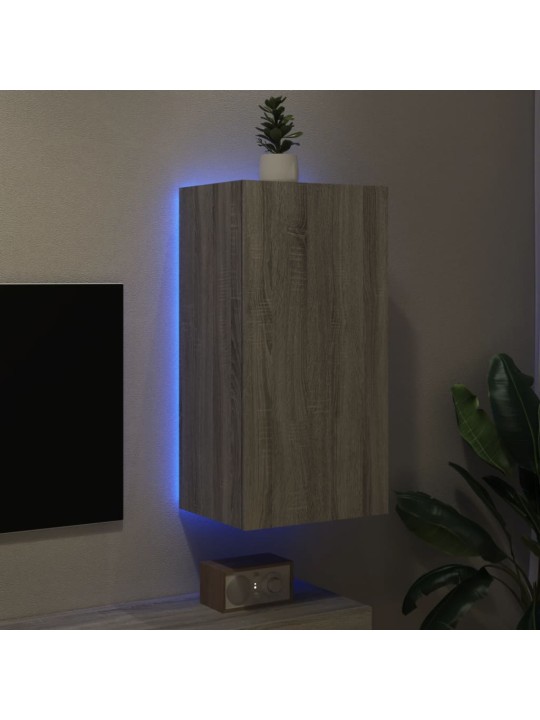 TV-seinäkaappi LED-valoilla harmaa Sonoma 40,5x35x80 cm